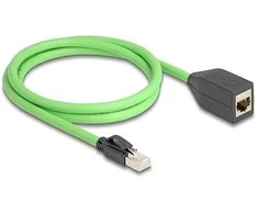 Delock RJ45 Netzwerk Verlängerungskabel Cat.6A Stecker zu Buchse SF/UTP schleppkettentauglich PUR (TPU) 1 m grün