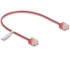 Delock RJ45 Netzwerkkabel Cat.6 UTP Ultra Slim 0,3 m raudona mit kurzen Steckern