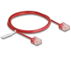 Delock RJ45 Netzwerkkabel Cat.6 UTP Ultra Slim 1 m raudona mit kurzen Steckern