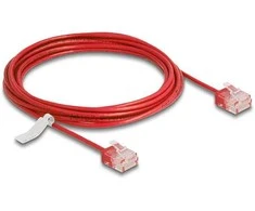 Delock RJ45 Netzwerkkabel Cat.6 UTP Ultra Slim 3 m raudona mit kurzen Steckern