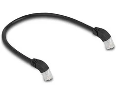 Delock RJ45 Netzwerkkabel Cat.6A S/FTP 45° nach unten gewinkelt 0,5 m juodas