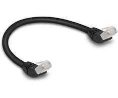 Delock RJ45 Netzwerkkabel Cat.6A S/FTP 45° nach oben gewinkelt 0,25 m juodas