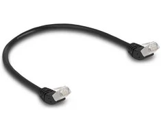 Delock RJ45 Netzwerkkabel Cat.6A S/FTP 45° nach oben gewinkelt 0,5 m juodas