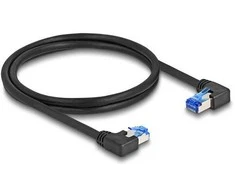 Delock RJ45 Netzwerkkabel Cat.6A S/FTP rechts / links gewinkelt 1 m juodas