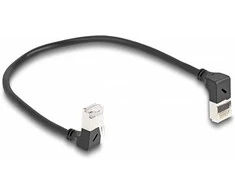 Delock RJ45 Netzwerkkabel Cat.6A S/FTP Slim 90° oben / unten gewinkelt 0,25 m juodas