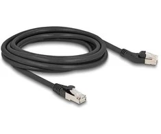 Delock RJ45 Netzwerkkabel Cat.6A S/FTP Stecker 45° nach links gewinkelt zu Stecker gerade 3 m juodas