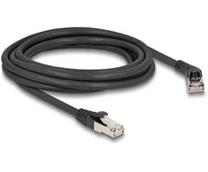 Delock RJ45 Netzwerkkabel Cat.6A S/FTP Stecker 45° nach rechts gewinkelt zu Stecker gerade 3 m juodas