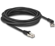 Delock RJ45 Netzwerkkabel Cat.6A S/FTP Stecker 45° nach rechts gewinkelt zu Stecker gerade 5 m juodas