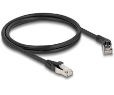Delock RJ45 Netzwerkkabel Cat.6A S/FTP Stecker 45° nach rechts gewinkelt zu Stecker gerade 1 m juodas