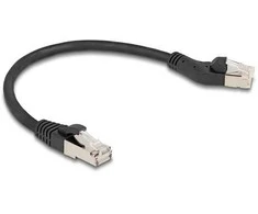 Delock RJ45 Netzwerkkabel Cat.6A S/FTP Stecker 45° nach links gewinkelt zu Stecker gerade 0,25 m juodas