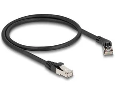 Delock RJ45 Netzwerkkabel Cat.6A S/FTP Stecker 45° nach rechts gewinkelt zu Stecker gerade 0,5 m juodas