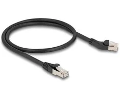 Delock RJ45 Netzwerkkabel Cat.6A S/FTP Stecker 45° nach links gewinkelt zu Stecker gerade 0,5 m juodas