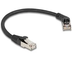 Delock RJ45 Netzwerkkabel Cat.6A S/FTP Stecker 45° nach rechts gewinkelt zu Stecker gerade 0,25 m juodas