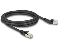 Delock RJ45 Netzwerkkabel Cat.6A S/FTP Stecker 45° nach links gewinkelt zu Stecker gerade 2 m juodas