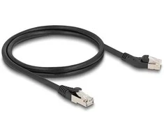 Delock RJ45 Netzwerkkabel Cat.6A S/FTP Stecker 45° nach links gewinkelt zu Stecker gerade 1 m juodas