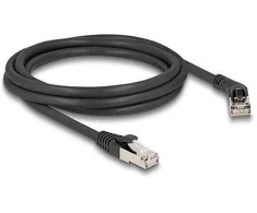 Delock RJ45 Netzwerkkabel Cat.6A S/FTP Stecker 45° nach rechts gewinkelt zu Stecker gerade 2 m juodas