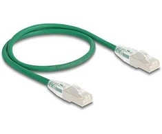 Delock RJ45 Netzwerkkabel Cat.6A Stecker zu Stecker mit gebogener Rastnase U/FTP Slim 0,5 m grün