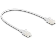 Delock RJ45 Netzwerkkabel Cat.6A Stecker zu Stecker mit robuster Rastnase Industrietauglich U/UTP Slim 0,3 m baltas