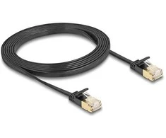 Delock RJ45 Netzwerkkabel Cat.6A Stecker zu Stecker mit robuster Rastnase und Cat.7 Rohflachbandkabel U/FTP 2 m juodas