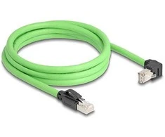Delock RJ45 Netzwerkkabel Cat.6A Stecker zu Stecker unten gewinkelt SF/UTP schleppkettentauglich PUR (TPU) 2 m grün