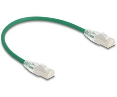 Delock RJ45 Netzwerkkabel Cat.6A Stecker zu Stecker mit gebogener Rastnase U/FTP Slim 0,3 m grün