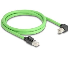Delock RJ45 Netzwerkkabel Cat.6A Stecker zu Stecker unten gewinkelt SF/UTP schleppkettentauglich PUR (TPU) 1 m grün