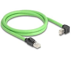 Delock RJ45 Netzwerkkabel Cat.6A Stecker zu Stecker oben gewinkelt SF/UTP schleppkettentauglich PUR (TPU) 1 m grün