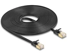 Delock RJ45 Netzwerkkabel Cat.6A Stecker zu Stecker mit robuster Rastnase und Cat.7 Rohflachbandkabel U/FTP 7,5 m juodas