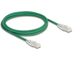 Delock RJ45 Netzwerkkabel Cat.6A Stecker zu Stecker mit gebogener Rastnase U/FTP Slim 2 m grün