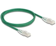 Delock RJ45 Netzwerkkabel Cat.6A Stecker zu Stecker mit gebogener Rastnase U/FTP Slim 1 m grün