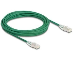 Delock RJ45 Netzwerkkabel Cat.6A Stecker zu Stecker mit gebogener Rastnase U/FTP Slim 5 m grün