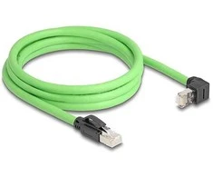Delock RJ45 Netzwerkkabel Cat.6A Stecker zu Stecker oben gewinkelt SF/UTP schleppkettentauglich PUR (TPU) 2 m grün