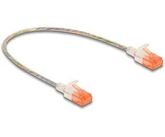 Delock RJ45 Netzwerkkabel Cat.6A U/UTP Slim 0,3 m transparent