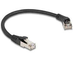 Delock RJ45 Netzwerkkabel Cat.8.1 S/FTP Stecker 45° nach rechts gewinkelt zu Stecker gerade bis 40 Gbps 0,25 m juodas
