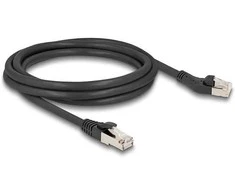 Delock RJ45 Netzwerkkabel Cat.8.1 S/FTP Stecker 45° nach links gewinkelt zu Stecker gerade bis 40 Gbps 2 m juodas