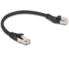 Delock RJ45 Netzwerkkabel Cat.8.1 S/FTP Stecker 45° nach links gewinkelt zu Stecker gerade bis 40 Gbps 0,25 m juodas