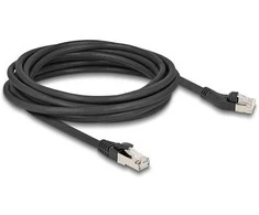 Delock RJ45 Netzwerkkabel Cat.8.1 S/FTP Stecker 45° nach links gewinkelt zu Stecker gerade bis 40 Gbps 5 m juodas