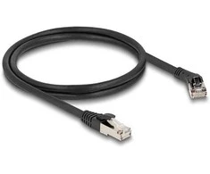 Delock RJ45 Netzwerkkabel Cat.8.1 S/FTP Stecker 45° nach rechts gewinkelt zu Stecker gerade bis 40 Gbps 1 m juodas