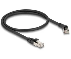 Delock RJ45 Netzwerkkabel Cat.8.1 S/FTP Stecker 45° nach rechts gewinkelt zu Stecker gerade bis 40 Gbps 0,5 m juodas