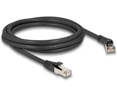 Delock RJ45 Netzwerkkabel Cat.8.1 S/FTP Stecker 45° nach rechts gewinkelt zu Stecker gerade bis 40 Gbps 2 m juodas