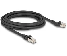Delock RJ45 Netzwerkkabel Cat.8.1 S/FTP Stecker 45° nach links gewinkelt zu Stecker gerade bis 40 Gbps 3 m juodas
