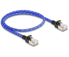 Delock RJ45 Netzwerkkabel mit Geflechtmantel Cat.6A U/FTP Slim 0,5 m blau
