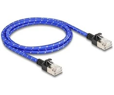 Delock RJ45 Netzwerkkabel mit Geflechtmantel Cat.6A U/FTP Slim 1 m blau