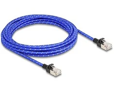 Delock RJ45 Netzwerkkabel mit Geflechtmantel Cat.6A U/FTP Slim 5 m blau