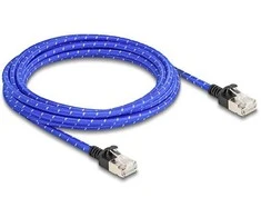 Delock RJ45 Netzwerkkabel mit Geflechtmantel Cat.6A U/FTP Slim 3 m blau