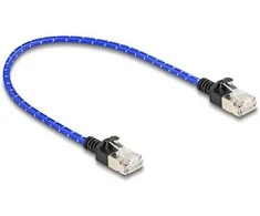 Delock RJ45 Netzwerkkabel mit Geflechtmantel Cat.6A U/FTP Slim 0,3 m blau