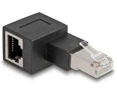 Delock RJ45 Stecker zu RJ45 Buchse Adapteris Cat.6A 90° nach links gewinkelt