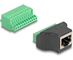Delock RJ50 Buchse zu Terminalblock Adapteris mit Drucktaster