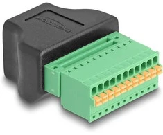 Delock RJ50 Buchse zu Terminalblock Adapteris mit Drucktaster