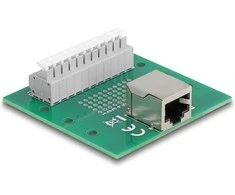 Delock RJ50 Buchse zu Terminalblock mit Drucktaster für Hutschiene